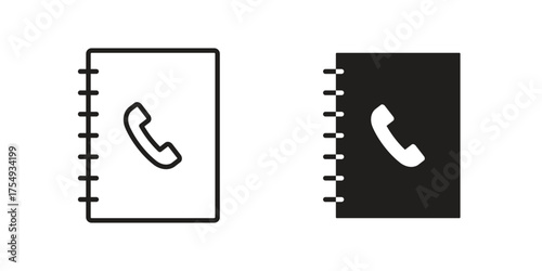 Contact book icon pictogram template, Simple outline and filled style.