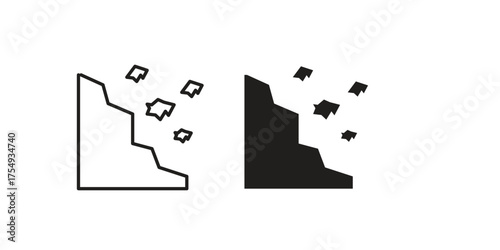 Cliff icon pictogram template, Simple outline and filled style.