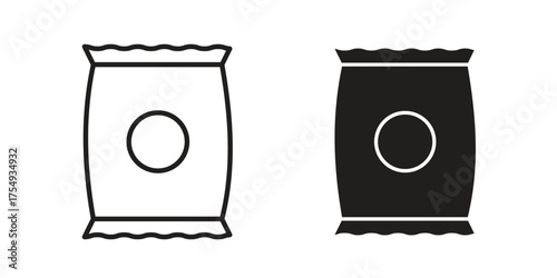 Chips bag icon pictogram template, Simple outline and filled style.