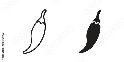 chilli pepper icon pictogram template, Simple outline and filled style.