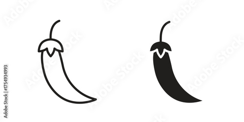 Chili icon pictogram template, Simple outline and filled style.