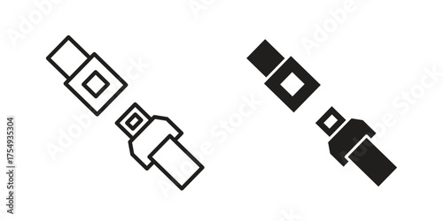 Car seat belt icon pictogram template, Simple outline and filled style.
