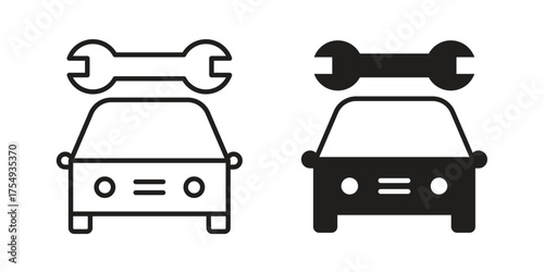 Car repair icon pictogram template, Simple outline and filled style.