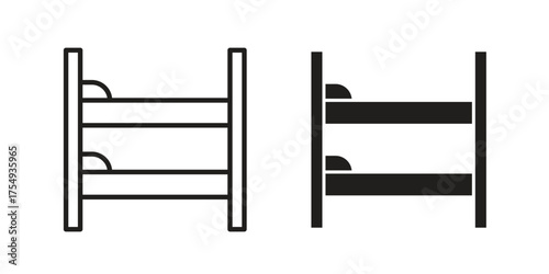 Bunk bed icon pictogram template, Simple outline and filled style.