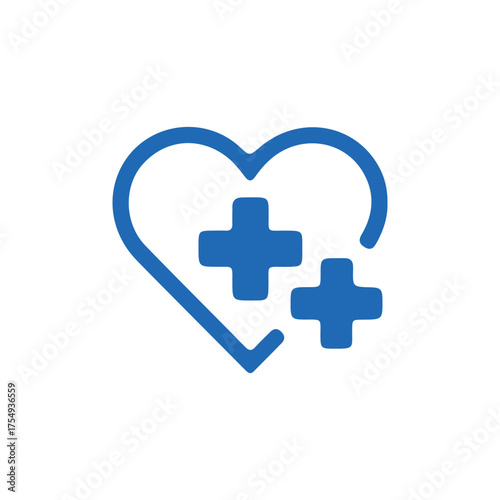 Healthcare Heart with Medical Crosses Icon