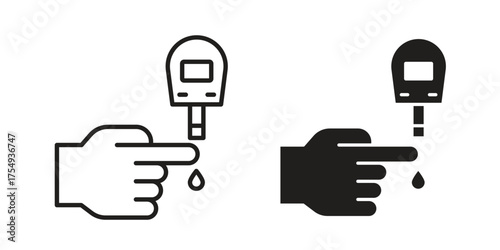 Blood sugar test icon pictogram template, Simple outline and filled style.