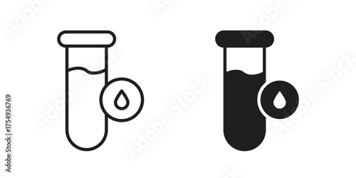 Blood test icon pictogram template, Simple outline and filled style.