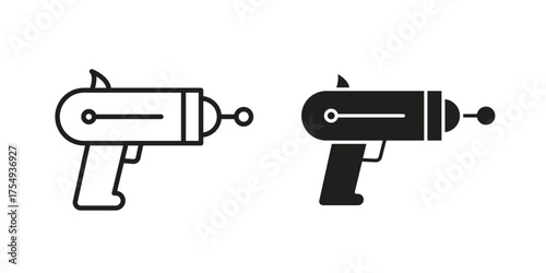 Blaster icon pictogram template, Simple outline and filled style.