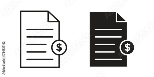 Bill paid icon pictogram template, Simple outline and filled style.