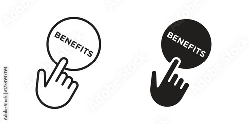 benefits icon pictogram template, Simple outline and filled style.