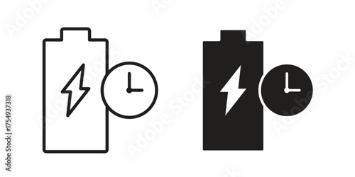 Battery life icon pictogram template, Simple outline and filled style.