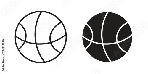 Basketball icon pictogram template, Simple outline and filled style.