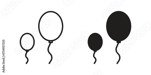 Balloon icon pictogram template, Simple outline and filled style.