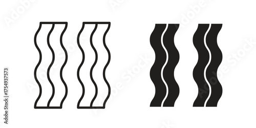 Bacon icon pictogram template, Simple outline and filled style.