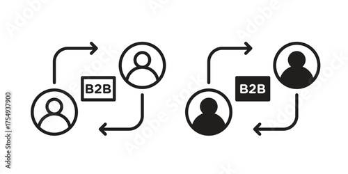 B2B icon pictogram template, Simple outline and filled style.