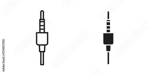 Audio jack icon pictogram template, Simple outline and filled style.