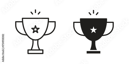 Achievement icon pictogram template, Simple outline and filled style.