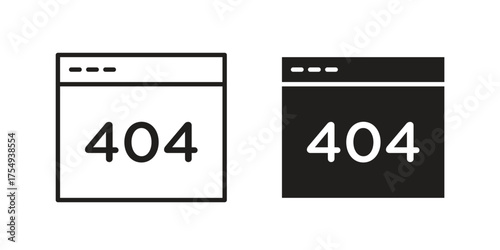 404 Error icon pictogram template, Simple outline and filled style.