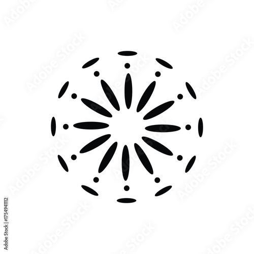 Abstract radial burst pattern with starburst elements and geometric symmetry