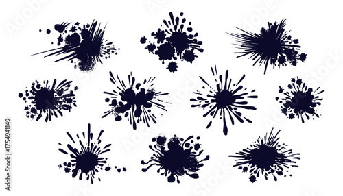 Black grunge splashes. Paint ink brush Vector spot