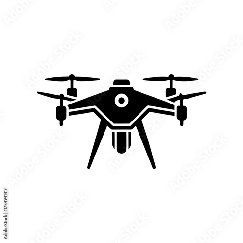 Futuristic drone hovering sleekly with smooth lines vector illustration silhouette