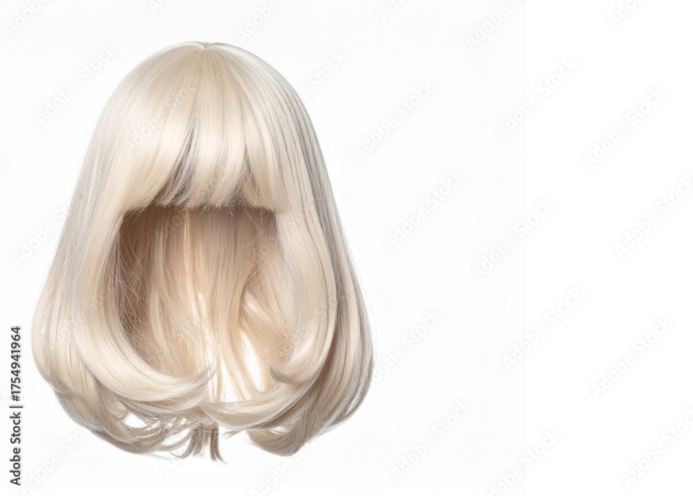 Naklejka premium Blonde bob hair wig with bangs on white