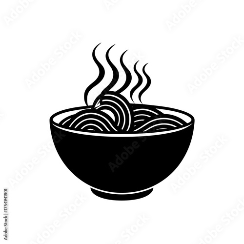 Steaming bowl of delicious ramen noodles vector illustration scalable food art silhouette