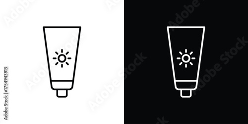 Sunscreen icon concept. Thin line symbol pack.