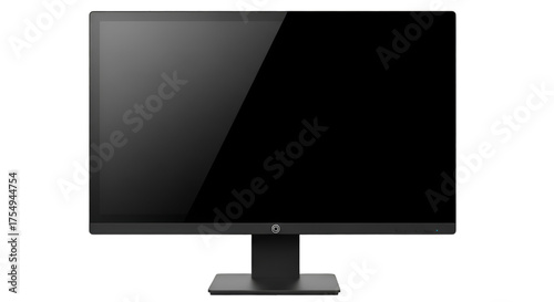 Modern Black Computer Monitor on Black Background