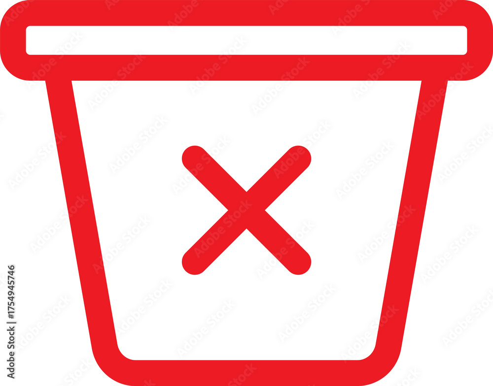 Obraz premium Red Trash Bin Icon with X Mark Isolated on Transparent Background