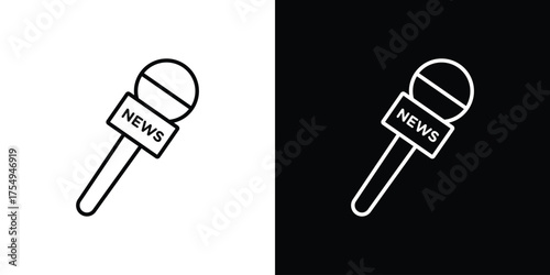 News microphone icon concept. Thin line symbol pack.