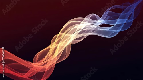 Fiery red to cool blue flowing abstract light waves dynamic motion background video