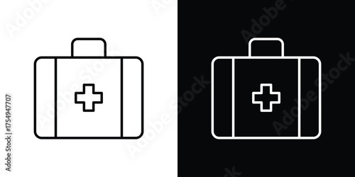 Medical aid kit icon concept. Thin line symbol pack.