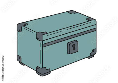 A teal lockbox sits prominently, showcasing 'Lockbox Save Safe'. Clean, graphic illustration with a simple, secure design. Ideal for finance, security, or storage concepts.
