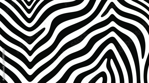 A graphic zebra pattern with black and white stripes creating an abstract animal skin design element
