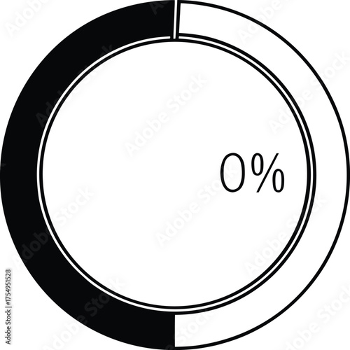 Circular Progress Bar with Percent Number Line Icon Vector