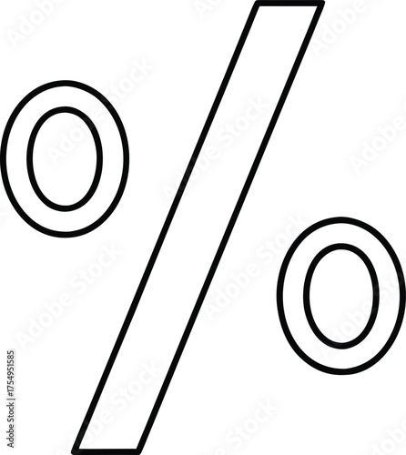 Blue Percentage Symbol Line Art Flat Design Isolated Icon