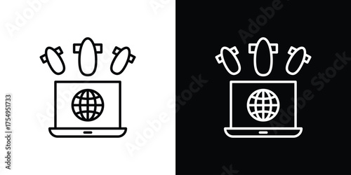 Ddos icon concept. Thin line symbol pack.