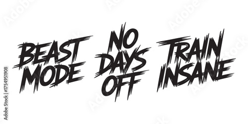 Beast Mode No Days Off Train Insane – Bold Motivational Fitness Typography Set