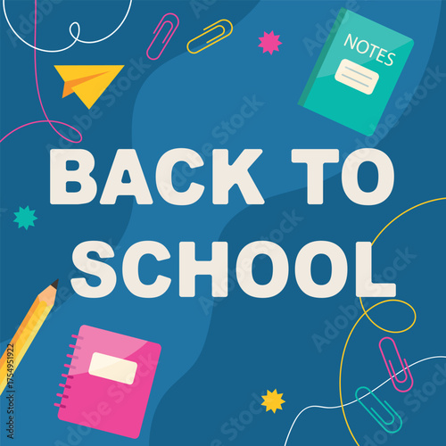 Back to school background. Welcome kids template. Education banner, poster design.