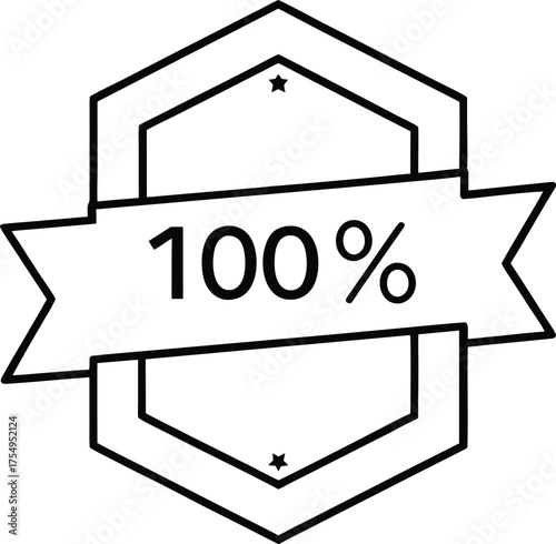 Gradient Style 100 Percent Label Flat Vector Illustration