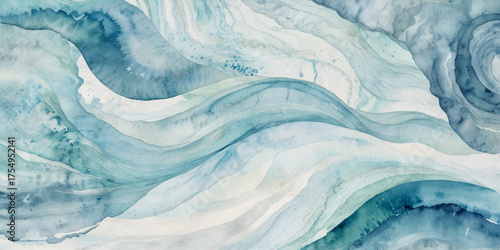 Abstract blue and white water ocean wave and curved line background. Blue wave with liquid fluid ocean texture. Ocean wave banner background.

