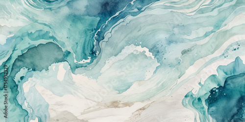 Abstract blue and white water ocean wave and curved line background. Blue wave with liquid fluid ocean texture. Ocean wave banner background.

