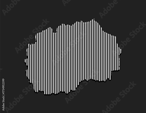 Abstract map North Macedonia, parallel grey lines