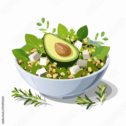 Wildkräuter-Avocado-Bowl