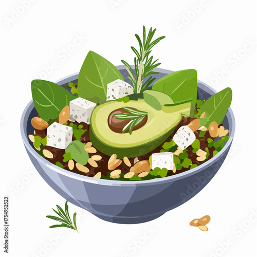 Wildkräuter-Avocado-Bowl