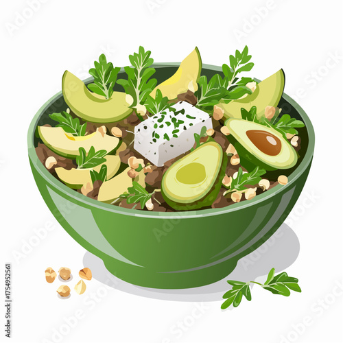 Wildkräuter-Avocado-Bowl