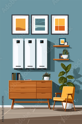 Stylish Modern Living Room with Minimalist Decor and Functional Furniture