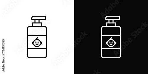 Baby shampoo icon concept. Thin line symbol pack.
