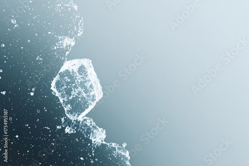 Translucent ice fragment glistens against soft gradient background showcasing nature's beauty